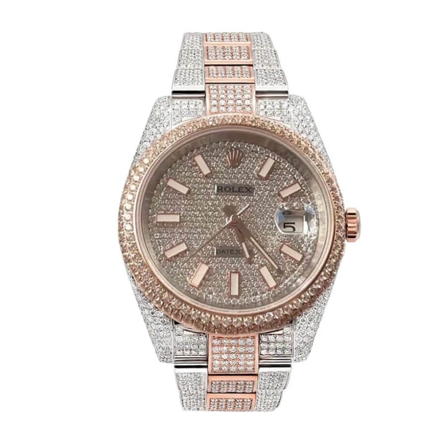 fully-iced-out-rolex-replica-5.jpg Rolex Datejust 126303 “Two-Tone Iced Out” Premium Duplicate Edition - Image 1