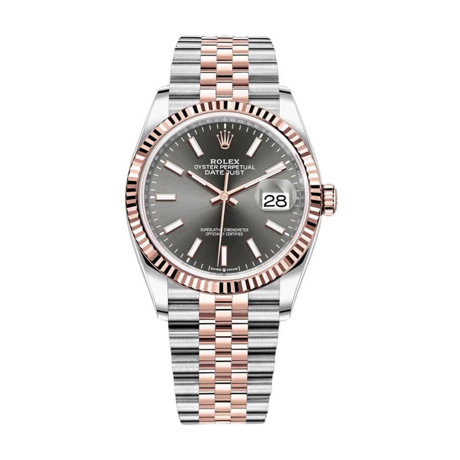 rolex-datejust-126231-36mm-steel-gold-automatic-grey-dial.jpg Rolex Datejust 126231 Two-Tone Fluted Bezel Detailed Replica - Image 1