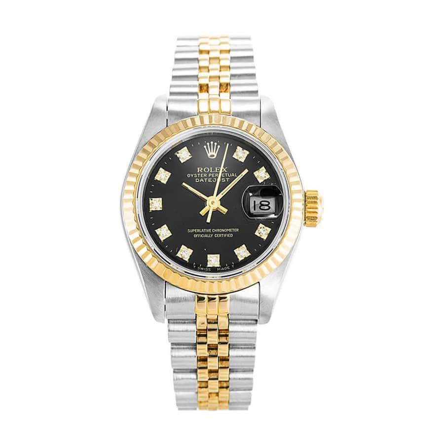 rolex-datejust-lady-diamond-bezel-black.jpg Rolex Datejust 69173 Lady Diamond Black Dial Premium Replica 1:1 - Image 1