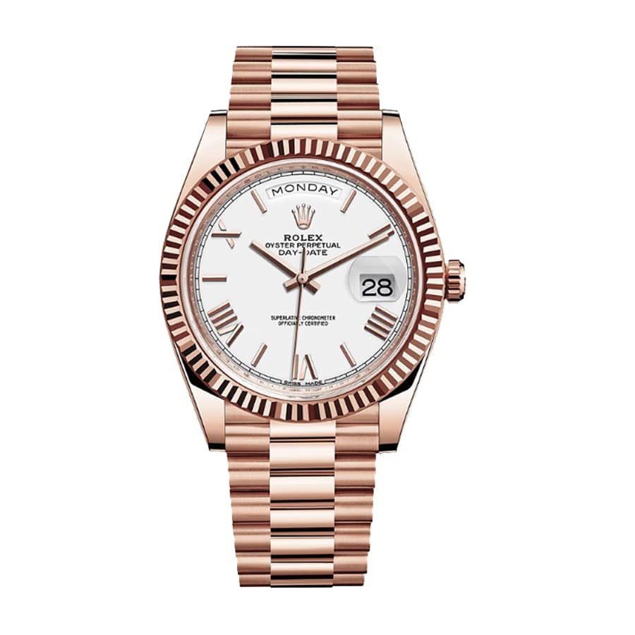 rolex-day-date-228235-40mm-kw-rose-gold-stripe-dial.jpg Rolex Day-Date 228235 “White Dial” Signature Replica 1:1 - Image 1