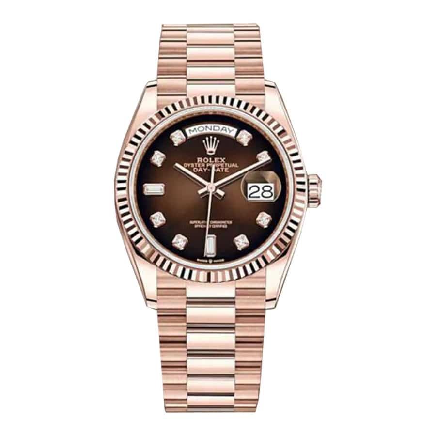 rolex-day-date-brown-ombre-diamond-dial-replica-36mm2.jpg Rolex Day-Date 128235 “Brown Ombre Dial” Top Grade Clone 1:1 - Image 1
