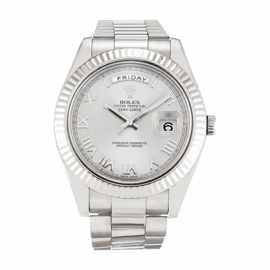 rolex-day-date-ii-218239-white-dial-replica.jpg Rolex Day-Date 218239-0041 “White Roman Dial” First-Class Clone - Image 1