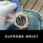 Hublot Big Bang Chronograph Replica Watch King Gold Blue With Diamond Bezel 1:1 Super Clone - Image 2