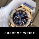 Hublot Big Bang Chronograph Replica Watch King Gold Blue With Diamond Bezel 1:1 Super Clone - Image 4