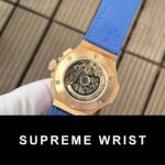 Hublot Big Bang Chronograph Replica Watch King Gold Blue With Diamond Bezel 1:1 Super Clone - Image 6