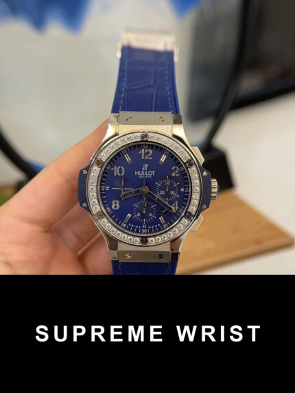 Hublot Big Bang Men’s Replica Watch Blue With Diamond Bezel 1:1 Super Clone