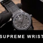 Hublot Classic Fusion Ceramic Carbon Dial Replica Watch Leather Strap GSF 1:1 Super Clone