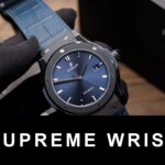 Hublot Classic Fusion Ceramic Blue Dial Replica Watch Leather Strap GS Factory 1:1 Super Clone
