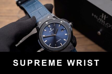 Hublot Classic Fusion Ceramic Blue Dial Replica Watch Leather Strap GS Factory 1:1 Super Clone