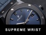 Hublot Classic Fusion Ceramic Blue Dial Replica Watch Leather Strap GS Factory 1:1 Super Clone - Image 3