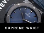 Hublot Classic Fusion Ceramic Blue Dial Replica Watch Leather Strap GS Factory 1:1 Super Clone - Image 4