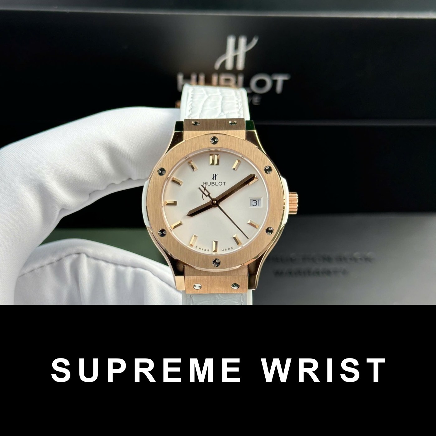 hublot-classic-fusion-king-gold-replica-watch-1819.jpg Hublot Classic Fusion King Gold Replica Watch Womens White HB Factory 1:1 Super Clone - Image 1