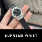 Hublot Classic Fusion Replica Watch Black Dial Custom Moissanite Diamonds 1:1 Super Clone - Image 4
