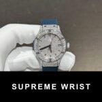 Hublot Classic Fusion Replica Watch Blue Rubber Strap Moissanite Diamond 1:1 Super Clone - Image 2