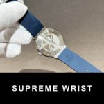 Hublot Classic Fusion Replica Watch Blue Rubber Strap Moissanite Diamond 1:1 Super Clone - Image 6