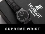 Hublot Classic Fusion Replica Watch Ceramic Carbon Dial Leather Strap GS Factory 1:1 Super Clone