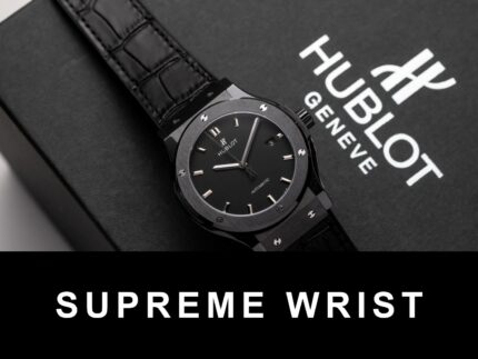 Hublot Classic Fusion Replica Watch Ceramic Carbon Dial Leather Strap GS Factory 1:1 Super Clone