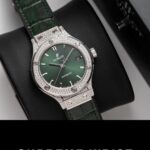 Hublot Classic Fusion Titanium Green Full Diamond Replica Watch 1:1 Super Clone