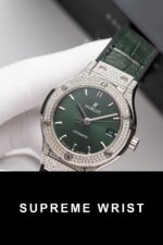 Hublot Classic Fusion Titanium Green Full Diamond Replica Watch 1:1 Super Clone - Image 3