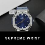 Hublot Classic Fusion Titanium Replica Watch Blue Dial Custom Moissanite Diamonds 1:1 Super Clone - Image 2