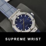 Hublot Classic Fusion Titanium Replica Watch Blue Dial Custom Moissanite Diamonds 1:1 Super Clone - Image 3
