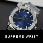 Hublot Classic Fusion Titanium Replica Watch Blue Dial Custom Moissanite Diamonds 1:1 Super Clone - Image 4
