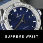 Hublot Classic Fusion Titanium Replica Watch Blue Dial Custom Moissanite Diamonds 1:1 Super Clone - Image 5