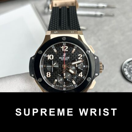 Hublot Replica Watch Big Bang King Gold Black Dial Rubber Strap 1:1 Super Clone