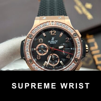 Hublot Replica Watch Big Bang King Gold Choronograph Rubber Strap 1:1 Super Clone
