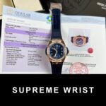 Hublot One Click King Gold Replica Watch With Blue Dial Moissanite 1:1 Super Clone