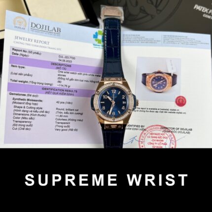 Hublot One Click King Gold Replica Watch With Blue Dial Moissanite 1:1 Super Clone