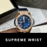 Hublot One Click King Gold Replica Watch With Blue Dial Moissanite 1:1 Super Clone - Image 2