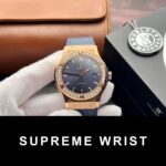 Hublot Replica Watch 1:1 Classic Fusion King Gold With Moissanite Diamonds Blue 1:1 Super Clone
