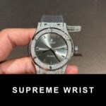 Hublot Replica Watch With Full Diamond Moissanite Gray Leather Strap 1:1 Super Clone - Image 2