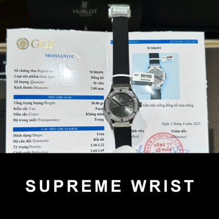 Hublot Replica Watch With Moissanite Diamonds Rubber Strap 1:1 Super Clone