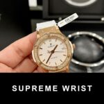 Hublot Replica Watch Classic Fusion King Gold White Dial Custom Moissanite Diamonds 1:1 Super Clone - Image 3