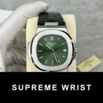 Patek Philippe Nautilus 5711 Replica Watch Leather Strap Green Dial 1:1 Super Clone