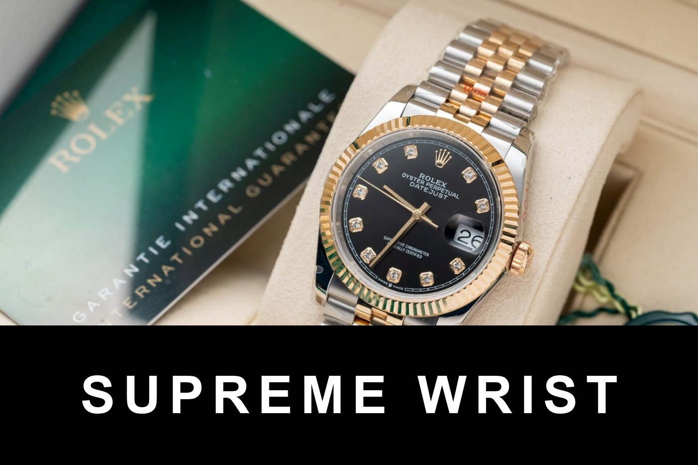 rolex-datejust-black-dial-gold-wrapped-replica-watch-9047.jpg Rolex DateJust Black Dial Gold Wrapped Replica Watch GM Factory 1:1 Super Clone - Image 1