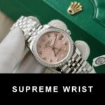 Rolex DateJust Replica Watch Womens Pink Dial Custom Moissanite Diamonds 1:1 Super Clone - Image 3