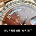 Rolex Day-Date Gold Wrapped Replica Watch With Moissanite Ruby Red Diamond 1:1 Super Clone - Image 4
