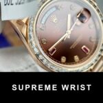 Rolex Day-Date Gold Wrapped Replica Watch With Moissanite Ruby Red Diamond 1:1 Super Clone - Image 6