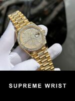 Rolex Day-Date Replica Watch Diamond Moissanite Baguette Gold Wrapped 1:1 Super Clone - Image 4