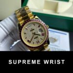 Rolex Day-Date Replica Watch Ruby Red Moissanite Diamonds Gold Wrapped GM Factory 1:1 Super Clone - Image 3