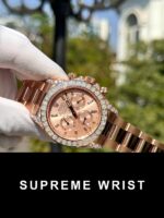 Rolex Daytona 126595TBR Replica Watch Custom Gold Wrapped And Moissanite Diamonds 1:1 Super Clone - Image 2