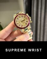 Rolex Daytona 126598TRU Replica Watch Custom Gold Wrapped Ruby Diamonds Moissanite 1:1 Super Clone - Image 4