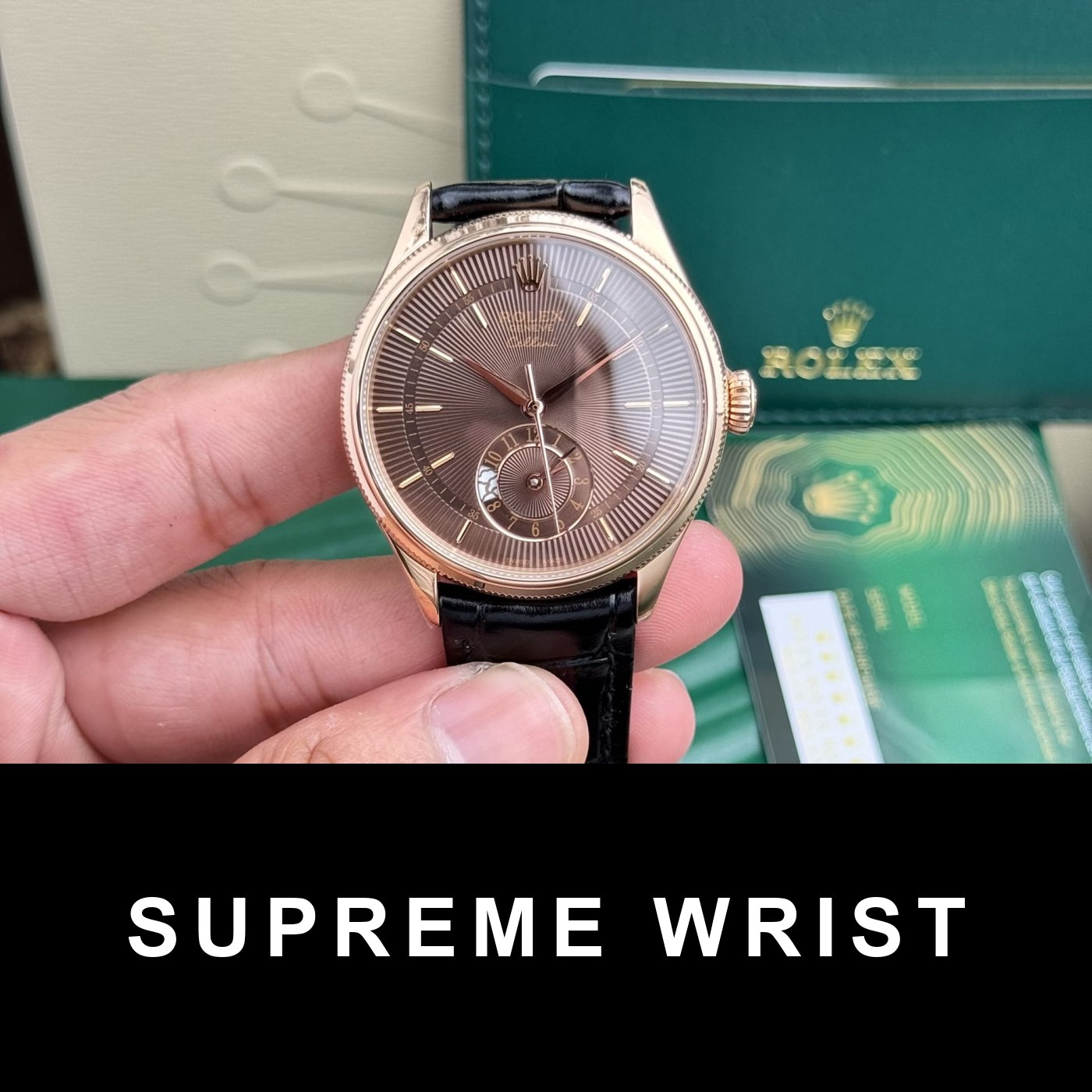 rolex-replica-watch-cellini-50525-9329.jpg Rolex Replica Watch Cellini 50525 Chocolate Dial Leather Strap 1:1 Super Clone - Image 1