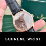 Rolex Replica Watch Cellini 50525 Chocolate Dial Leather Strap 1:1 Super Clone - Image 2