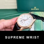 Rolex Replica Watch Cellini 50525 White Dial Leather Strap 1:1 Super Clone - Image 4