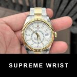 Rolex Sky-Dweller Replica Watch White Dial Demi Oyster Strap Factory N 1:1 Super Clone