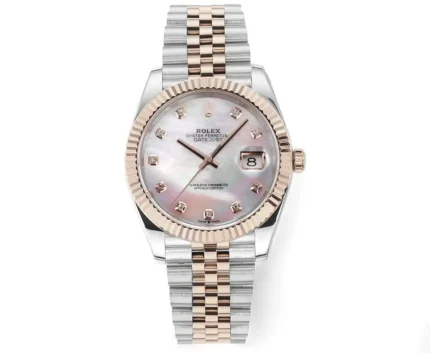 Rolex Datejust 41mm Watch – Two-Tone Stainless Steel and Rose Gold with Pink Dial and Diamond Markers